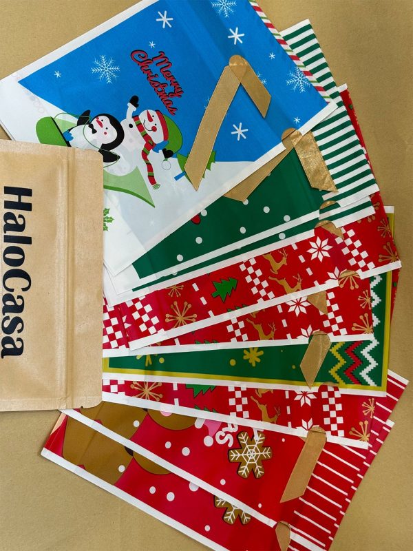 HaloCasa Festive Christmas Gift Bags Set - 50 Bags in 5 Assorted Designs (23 x 13 cm) Online now