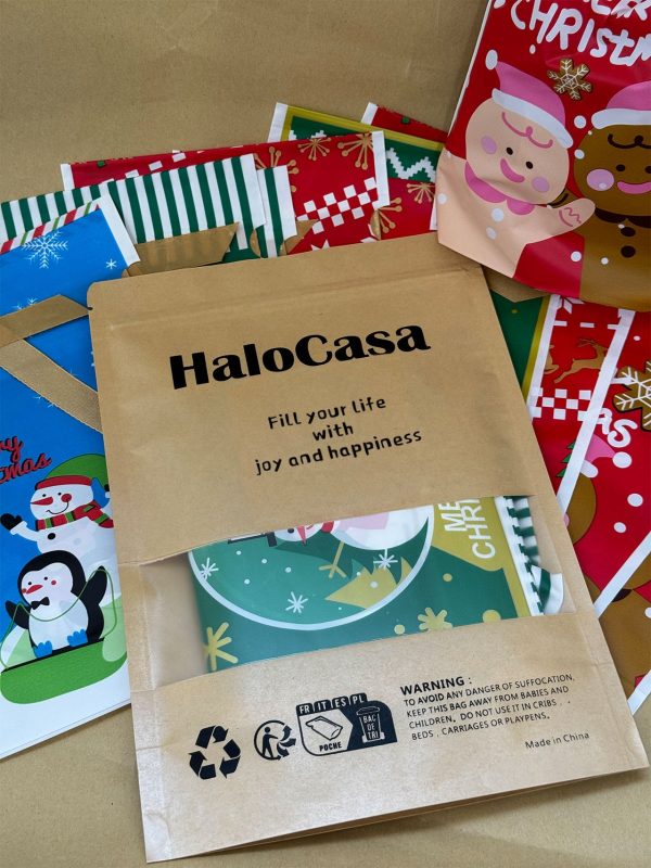 HaloCasa Festive Christmas Gift Bags Set - 50 Bags in 5 Assorted Designs (23 x 13 cm) Online now