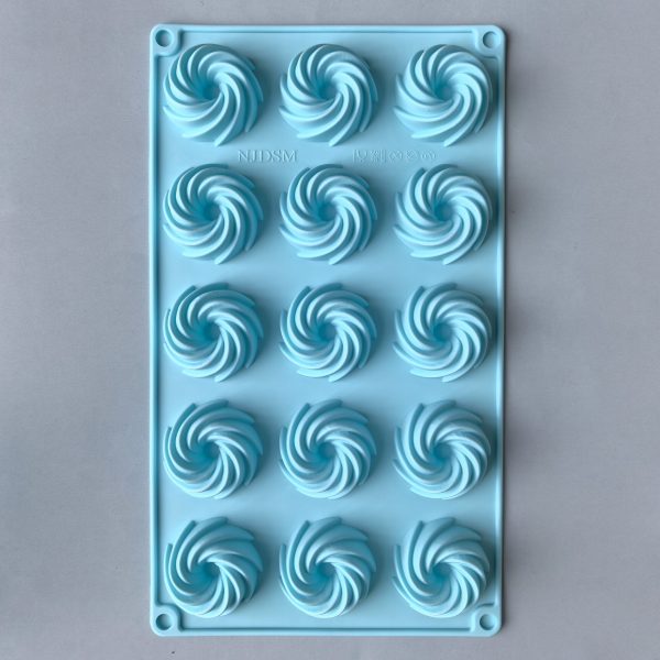 NJDSM 15-Cavity Spiral Shaped Silicone Baking Molds, Chocolate Dessert Cookie Bakeware Mould，Homemade Kitchen Toos Hot on Sale