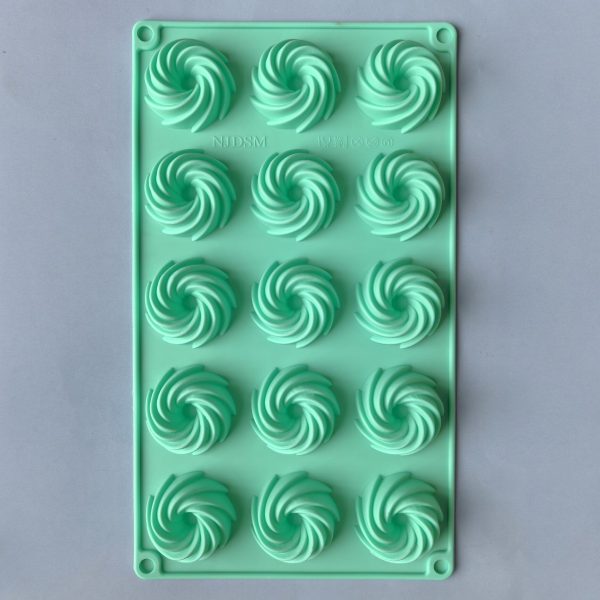 NJDSM 15-Cavity Spiral Shaped Silicone Baking Molds, Chocolate Dessert Cookie Bakeware Mould，Homemade Kitchen Toos Hot on Sale