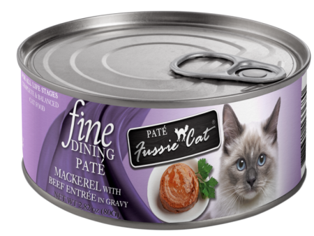 Fussie Cat Fine Dining - Pate - Mackerel with Beef Entree in Gravy Canned Cat Food Fashion