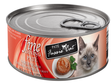 Fussie Cat Fine Dining Pate Sardine with Chicken Entree in Gravy Canned Cat Food For Cheap