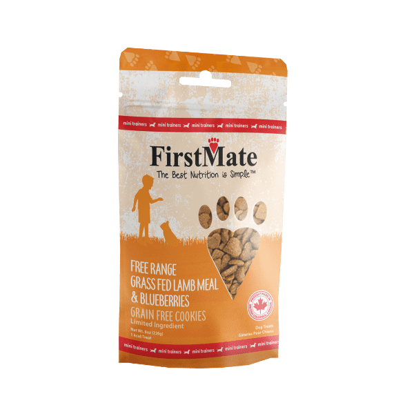 FirstMate Pet Foods Mini Trainers Grass Fed Lamb Meal & Blueberries Dog Treats Supply