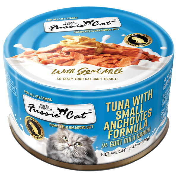 Fussie Cat Tuna with Small Anchovies Formula in Goat Milk Gravy For Sale