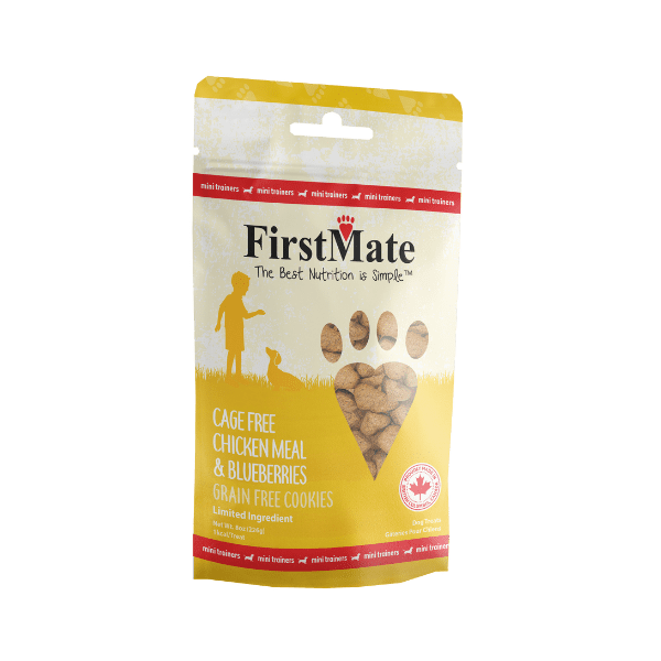 FirstMate Pet Foods Mini Trainers Cage Free Chicken Meal & Blueberries Dog Treats Discount